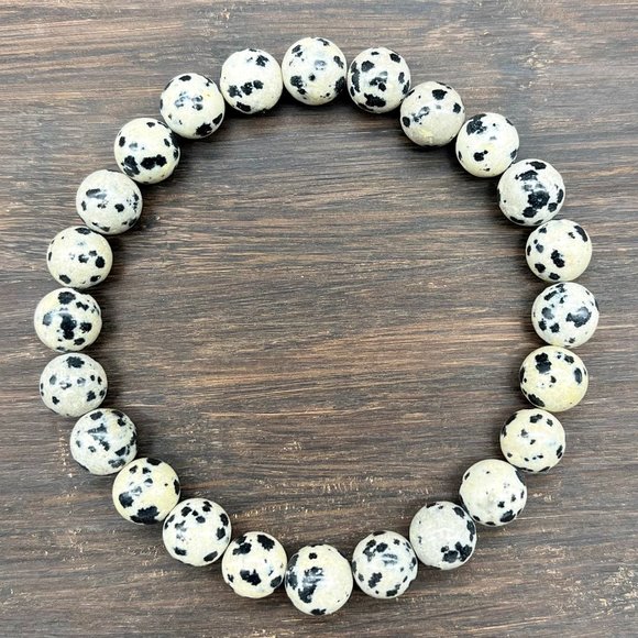Dalmatian Jasper Gemstone Bracelet Handmade - Picture 4 of 5